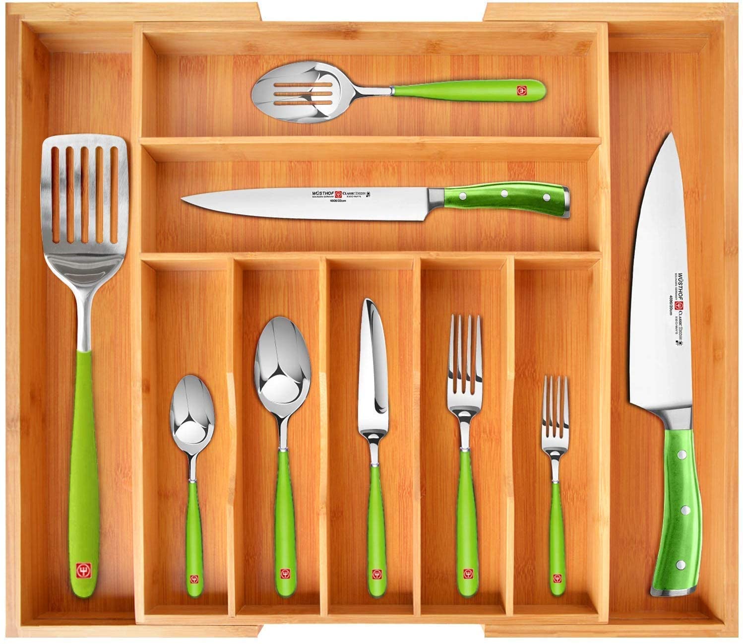 Organizzatore Per Cassetti Da Cucina In Bambù - Divisorio Espandibile Per Posate E Utensili - Legno Premium