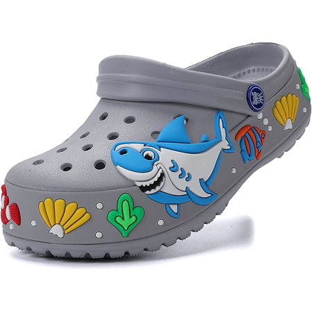 

Kids Clogs Slippers Sandals Cartoon Shark Clogs Slides Non-Slip Girls Boys Cute Garden Shoes Children Lightweight Slip-on Beach Pool Shower Slippers
