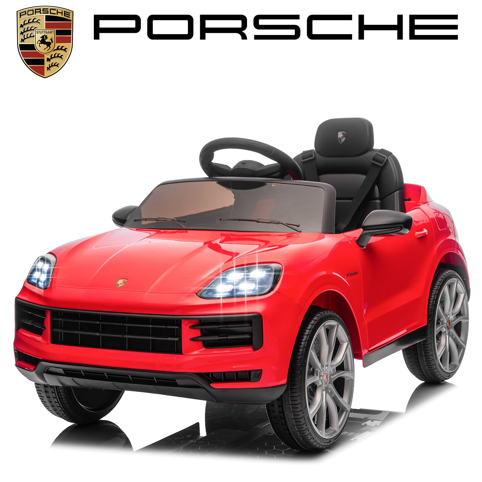 UBesGoo 12V Kids Ride on Car Toys, Licensed Porsche Cayenne Powered Electric Car for Kids, Parent Remote Control, Red