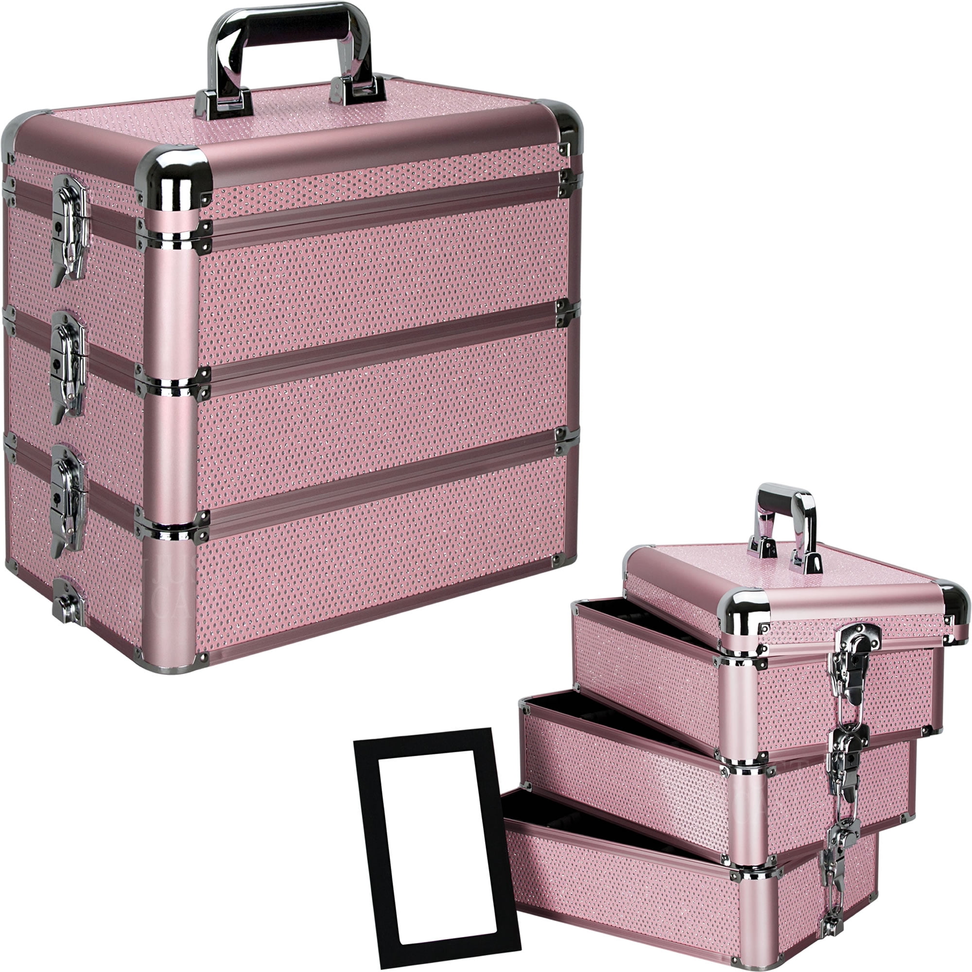 SUNRISE Professional Makeup Case E3303 Aluminum, 3 Stackable/Removable