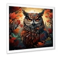 thumbnail image 2 of Designart "Blue and Orange Mysterious Owl III" Animals Framed Wall Art Decor - Modern Orange Owl Entryway Framed Wall Art, 2 of 6