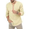 thumbnail image 3 of Gomelly Mens Tops Solid Color T Shirts Fashion T-shirt Men's Regular Fit Sport Pullover V Neck Blouse Khaki M, 3 of 5