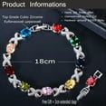 thumbnail image 4 of Silver Plated Cross Round Cubic Zirconia CZ Women Chain Link Bracelet for Party, 4 of 9