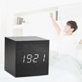 thumbnail image 2 of Alarm Clock LED Clock 3 Levels Brightness Modern Cube Clock Temperature Display Black, 2 of 5