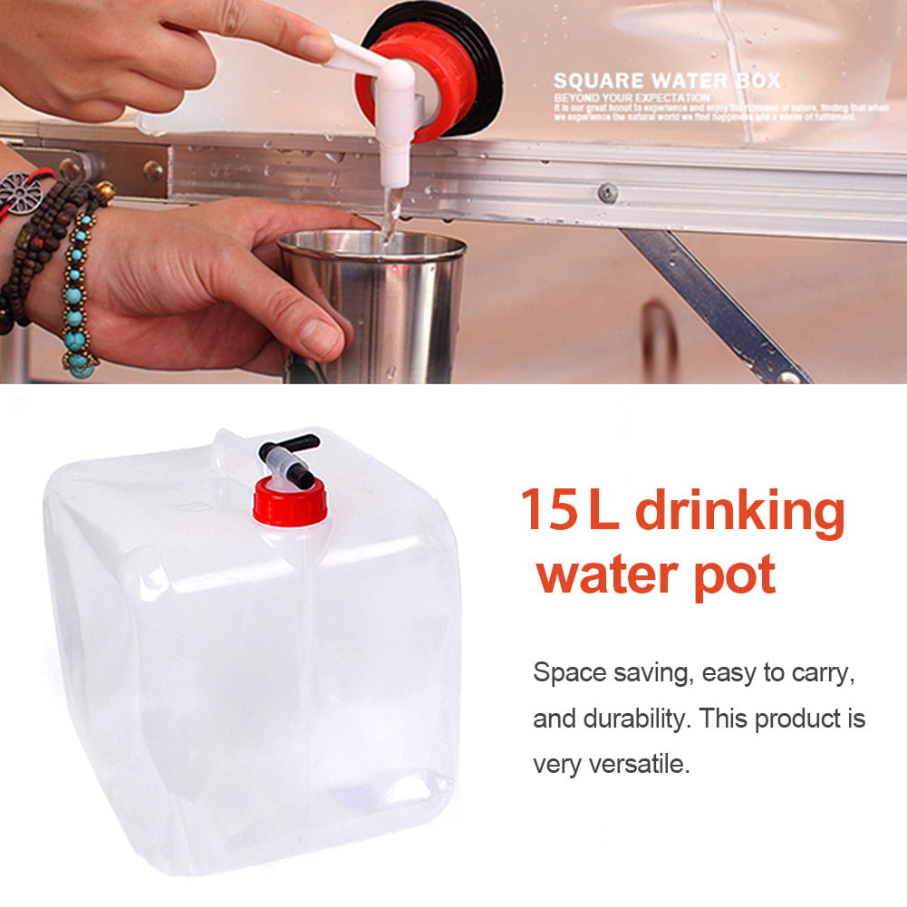 15L Folding Water Bucket with Spigot Large Capacity ，Camping Portable Water Container， Folding Water Bag ，Water Storage Jug， Portable Camping Storage Container for Outdoors Hiking Camping