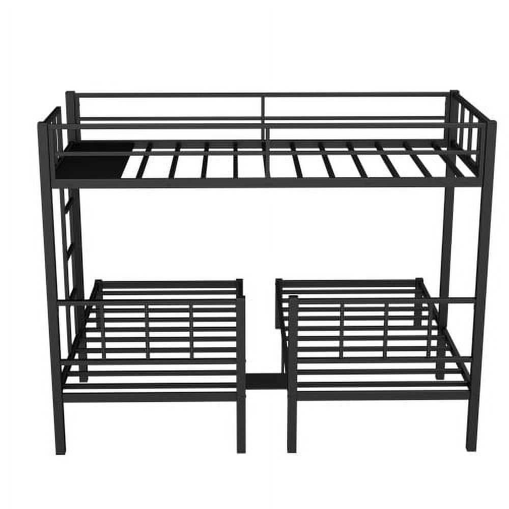 Twin Over Twin Over Twin Triple Bunk Bed for Kids,Metal Triple Bed with Full-Length Guardrail and Ladder,Separates Into 3 Twin Beds,Noise Reduced Structure,Black