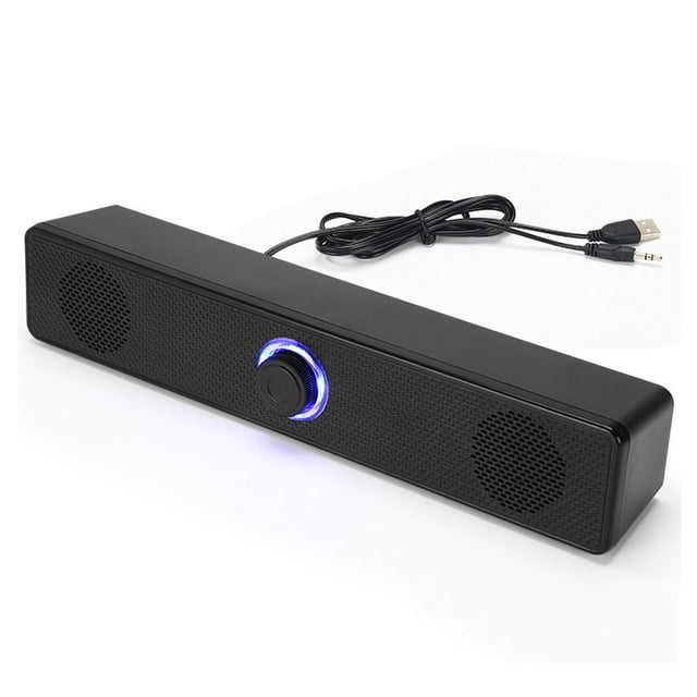 Wired Desktop Soundbar, 3.5mm HiFi USB Computer Speakers Volume Knob for Tablet