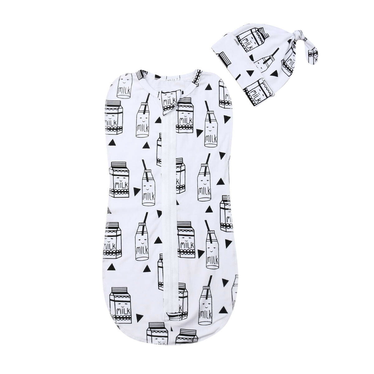 2PCS Newborn Baby Cotton Zipper Swaddle Blanket Wrap Sleeping Bag