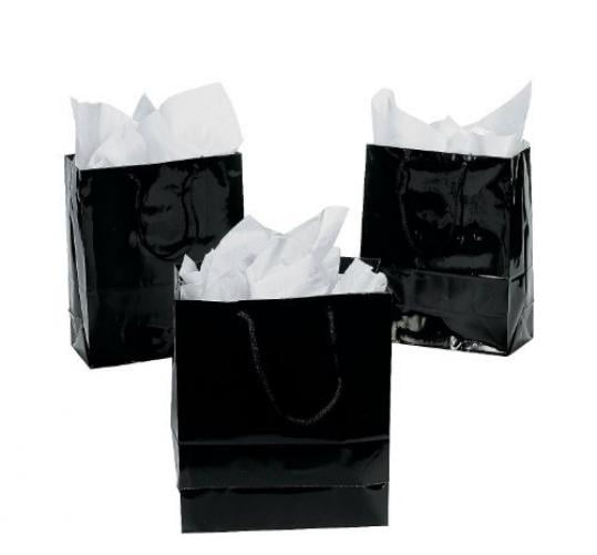 Medium Black Gift Bags Party Supplies 12 Pieces