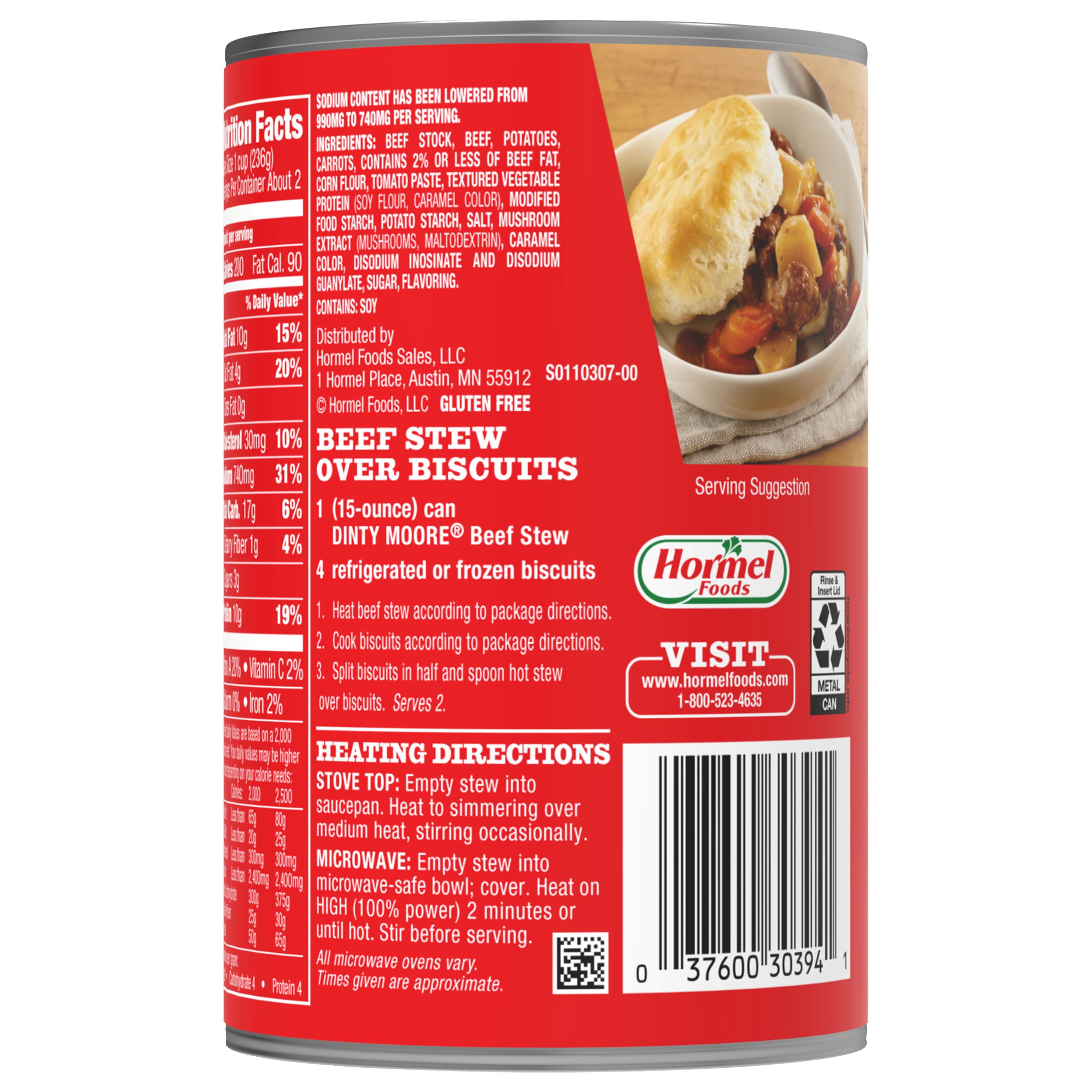 (12 pack) DINTY MOORE Beef Stew 25% Less Sodium 15oz Can