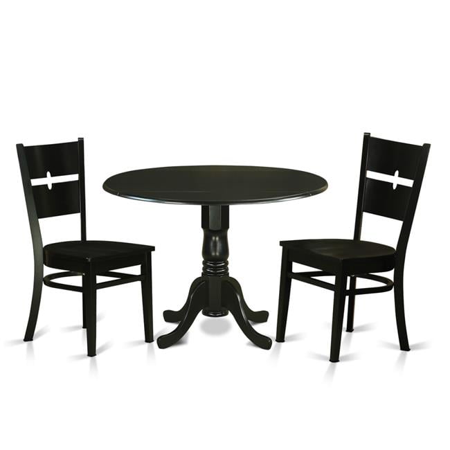 Table Set Kitchen Table & 2 Chairs, Black 3 Piece