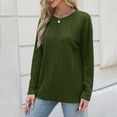 thumbnail image 6 of Womens Tunic Tops Long Sleeve Shirts Casual Basic Oversized T Shirt Crewneck Loose Fit Spring Fashion Clothes Army Green XXL, 6 of 9