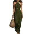 thumbnail image 2 of Xaqiouau Women's Crisscross Halter Neck Maxi Dress Sleeveless Linen Blend Bodycon Summer Beach Casual Party Dress, 2 of 5