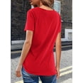 thumbnail image 6 of Women's Tops Summer Short Sleeve V-Neck Shirts Casual Solid Color Basic Tee Tshirts Tunic Blouse, 6 of 6