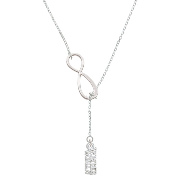 Delight Jewelry Silvertone Wonder Woman Silver tone Elegant Infinity Lariat Necklace