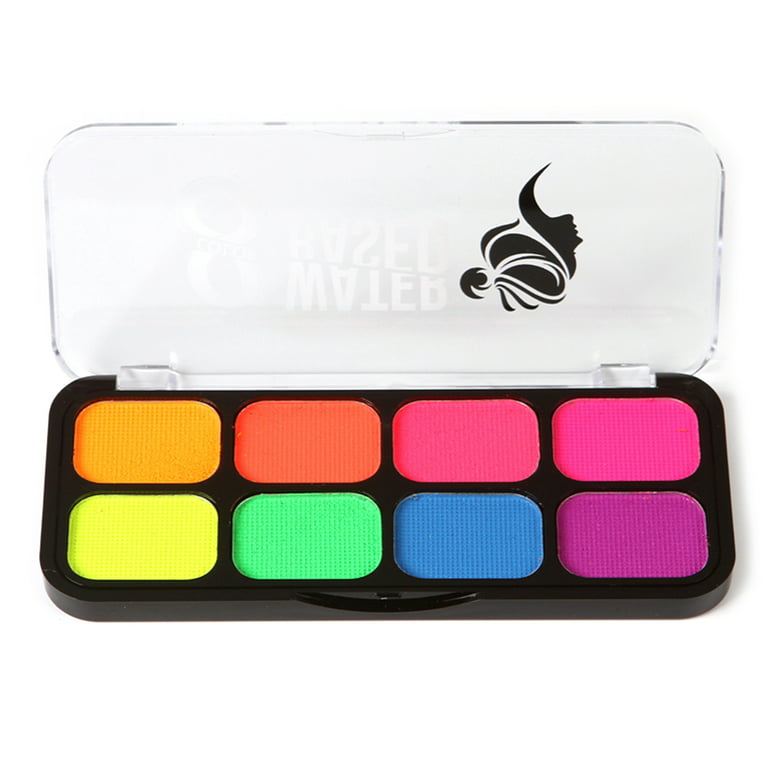 2 Packs Water Activated Eyeliner Palette,Neon Face Paint Colored  Retro,Halloween Hydra Liner,UV Glow Long-lasting Fluorescent Face and Body  Paint with