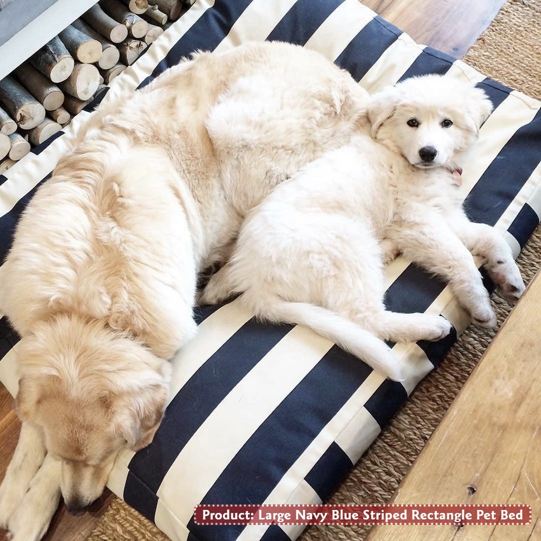 Majestic Pet | Vertical Stripe Rectangle Pet Bed For Dogs, Removable Cover, Navy Blue, Large