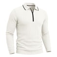 thumbnail image 4 of TOUMENY Men Sweater Zip Collared Long Sleeve Basic Slim Tops Fall Winter Solid Casual Knit Pullover White XXL, 4 of 7