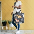 thumbnail image 4 of FORMRS Womens Canvas Tote Bag with Zipper Inner Pocket Shoulder Handbag, Orange Dinosaur, 4 of 7