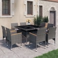 thumbnail image 1 of vidaXL 9 Piece Garden Dining Set Poly Rattan and Acacia Wood Grey, 1 of 5