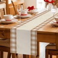 thumbnail image 5 of Retro Brown Table Runner 70 Inches, Farmhouse Buffalo Plaid Vintage Beige Bed Runner Dresser Scarves Tabletop for Indoor Outdoor Parties/Ceremony/Banquet, 13" x 70", 5 of 9
