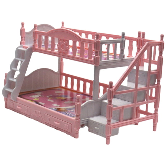 MasteelfCA Mini Double Decker Bed Decor Mini House Landscape Bunk Bed Mini Furniture