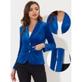 thumbnail image 2 of Chaqueta de terciopelo de oficina frontal con botón de solapa con muesca vintage para mujer Azul Real M, 2 of 4