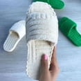 thumbnail image 3 of Visland 1 Pair Women Plush Slippers Peep Toe Slip-on Thick Sole Warm Autumn Winter Slippers for Home, 3 of 6
