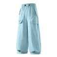 thumbnail image 5 of FRSASU Women's Baggy Cargo Pants Y2K Barrel Wide Leg Streetwear Drawstring Trousers with Pockets Light Blue, 5 of 6