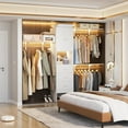 thumbnail image 6 of Homieasy 96 '' Closet Organizer System with Wood Drawers and Doors, 8FT Walk In Armoire Wardrobe Closet with 3 Shelving Towers, White, 6 of 7