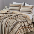 thumbnail image 3 of Chezmoi Collection Avery Striped Cotton Quilt Set King Size, 3-Piece Soft Pre-Washed 100% Cotton Quilt, Multi-Color Brown, 3 of 9