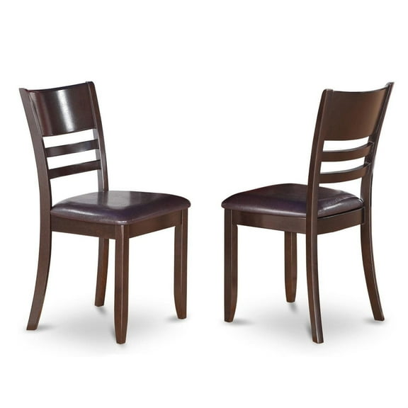 Mahogany Surface Complementing Dining Chairs - Stylish & Versatile Set of 2 Chairs with Faux Leather Seats in Cappuccino Finish