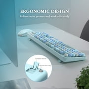 MOFII Wireless Keyboard and Mouse Combo 2.4GHz Retro Full-Size Keyboard with Number Pad and Cute Wireless Mouse for PC Desktop Laptop (Blue)