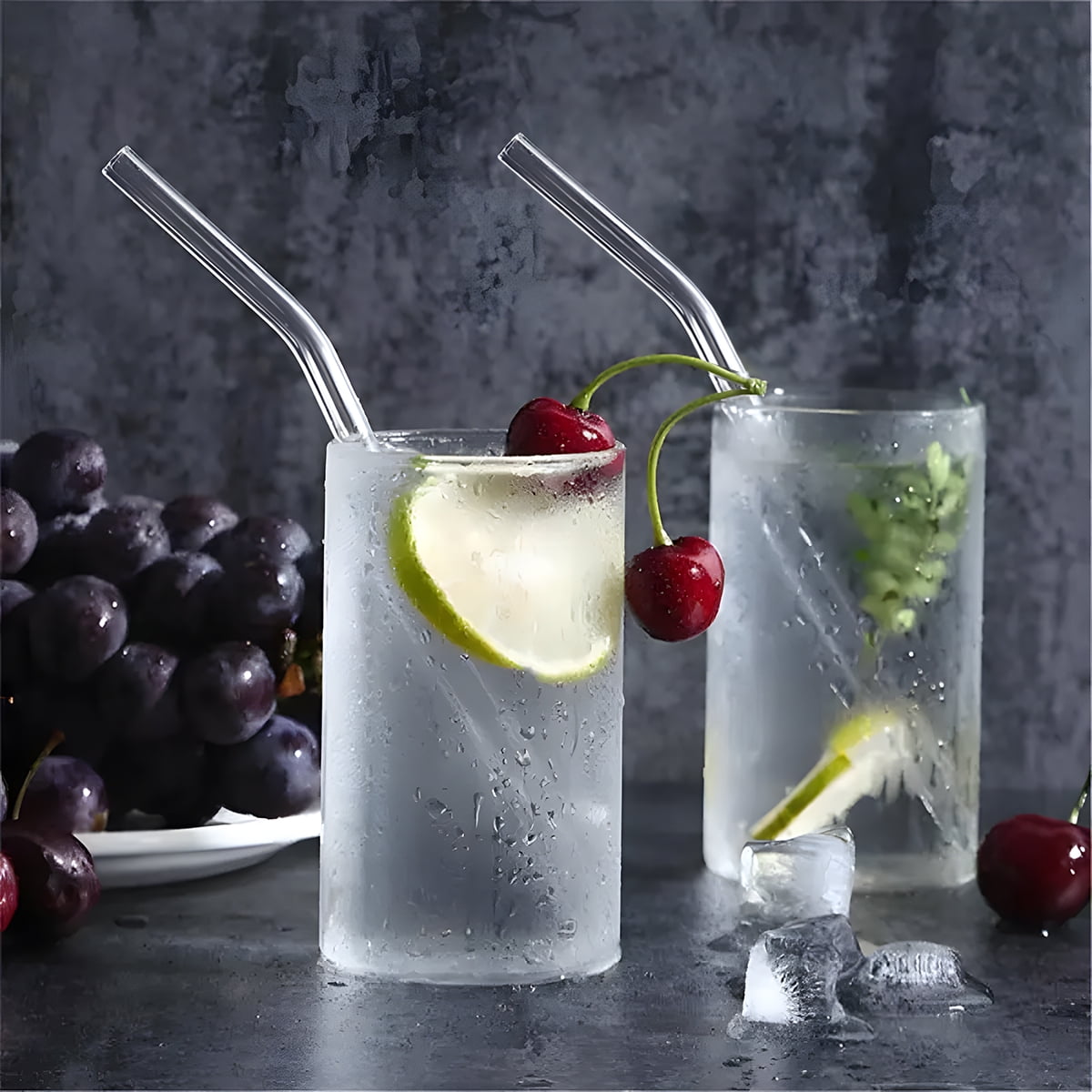 Better Homes and Gardens Clear Borosilicate Glass Straws 4 Pack with Cleaning Brush