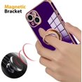 thumbnail image 3 of Funda compatible con iPhone 14 Plus de 6,7 pulgadas para mujeres y niñas, con anillo magnético giratorio de 360 grados, soporte de pie, suave, delgada, a prueba de golpes (morado oscuro), 3 of 8