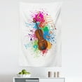 thumbnail image 1 of Music Tapestry, Color Splashes Violin Treble Chef Musical Notes Digital Illustration Print, Fabric Wall Hanging Decor for Bedroom Living Room Dorm, 5 Sizes, White and Multicolor, by Ambesonne, 1 of 1