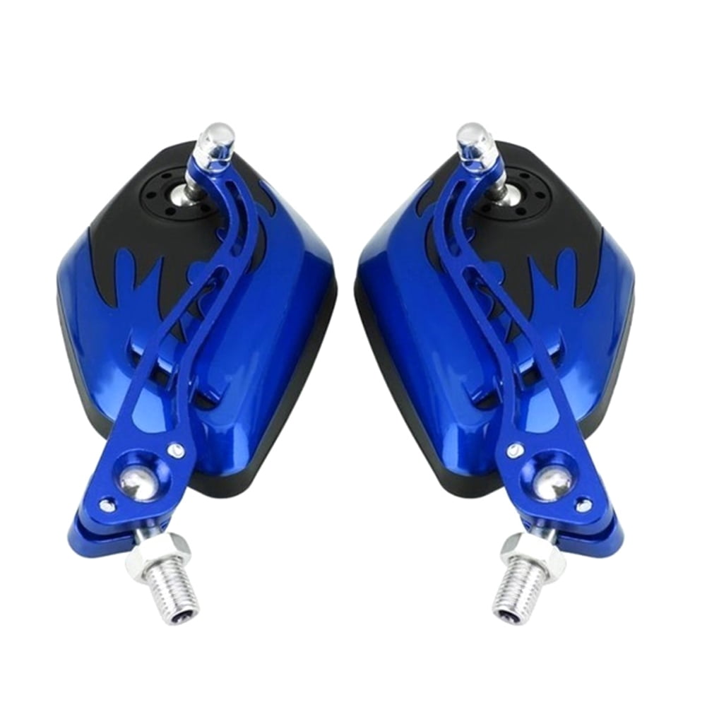 Anvazise 8/10mm Motorbike Scooter Motorcycle Handlebar Mount Rear View Mirrors Blue 2Pcs/Set