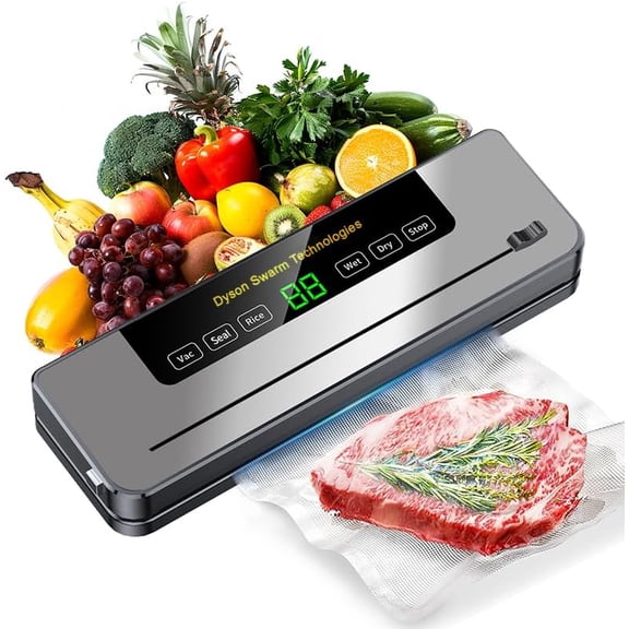 Vacuum Sealer Machine for Food with Built-In Cutter: 8-in-1 Food Sealer Vacuum Sealing for Liquid/Dry/Moist Saver,Manual/External Super Strong Suction,Countdown Display,Stainless Steel,Starter Kit
