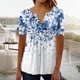 thumbnail image 2 of Mujeres moda verano Sexy pliegue impreso regular mujeres manga corta cuello en V botón Top OAVQHLG3B Store  lin121212, 2 of 3