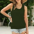 thumbnail image 2 of Wyobmus Tank Tops for Women Loose Fit Pleated Round Neck Tunic Shirts Casual Sleeveless Banded Bottom Tops S-2X A-Olive Green, 2 of 7