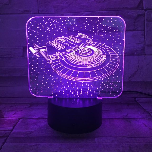 Luz nocturna LED 3D Star Trek USS Discovery que cambia de color