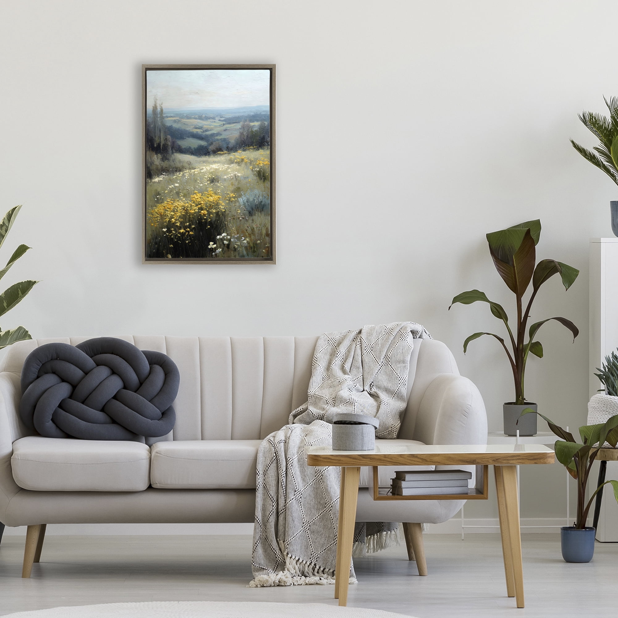 Stupell Industries Sporadic Meadow Flowers Brown Framed Floater Canvas Wall Art, design by Petal Prints Design