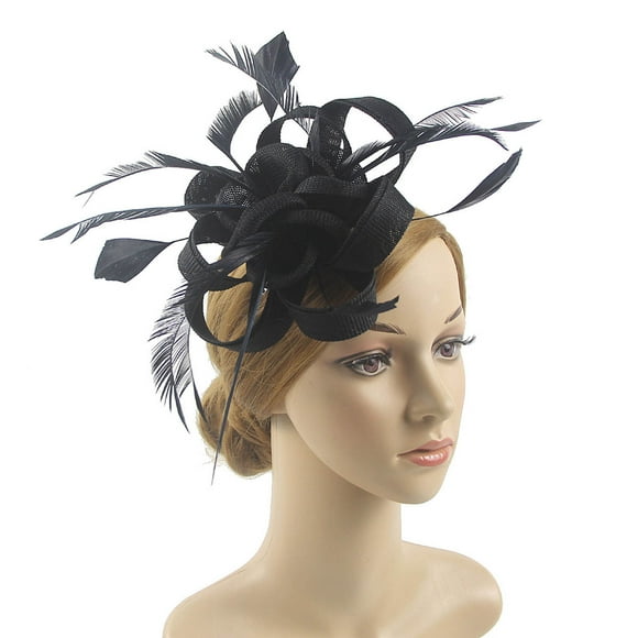 WJSXC Womens Fall Fashion , Fascinator Retro Hat for Women Tea Party Wedding Headband Fascinator Hat with Clip Black
