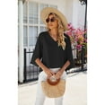 thumbnail image 6 of Anbech Women's 3/4 Sleeve Chiffon Blouse Shirt 2024 Trendy V-Neck Flowy Elegant Business Casual Tshirt, 6 of 7