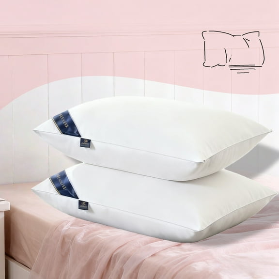 Luxury 2-Pack Standard Size Bed Pillows for Adults - 17 x 27 Inches, Premium Soft & Supportive Plush Pillows, Ideal for Side, Stomach & Back Sleepers, Excellent Down-Alternative Option, White