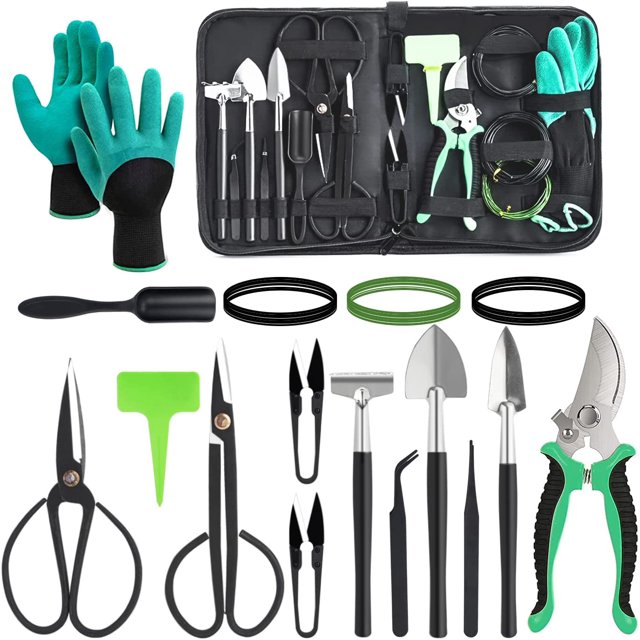 Kit de bonsái 22 piezas, kit de herramientas de jardín, kit de principiantes de jardinería de bonsái, recortadora, bolsa de almacenamiento, pala de jardinería Shuxiu Wang 9024719155845