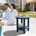 thumbnail image 5 of FUNDAZE 2-Tier Round HDPE Patio Side Table, End Tables For Living Room, Waterproof Indoor & Outdoor Small Table for Poolside, Garden, Navy Blue, 5 of 10
