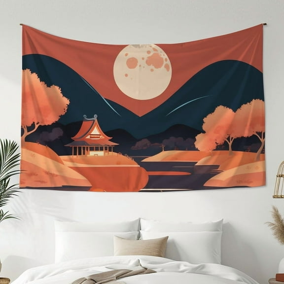 Mountain Tapestry Sunset Tapestry Moon Tapestry Tree Tapestry Forest Tapestry Landscape Tapestry Wall Hanging for Home Bedroom Decor