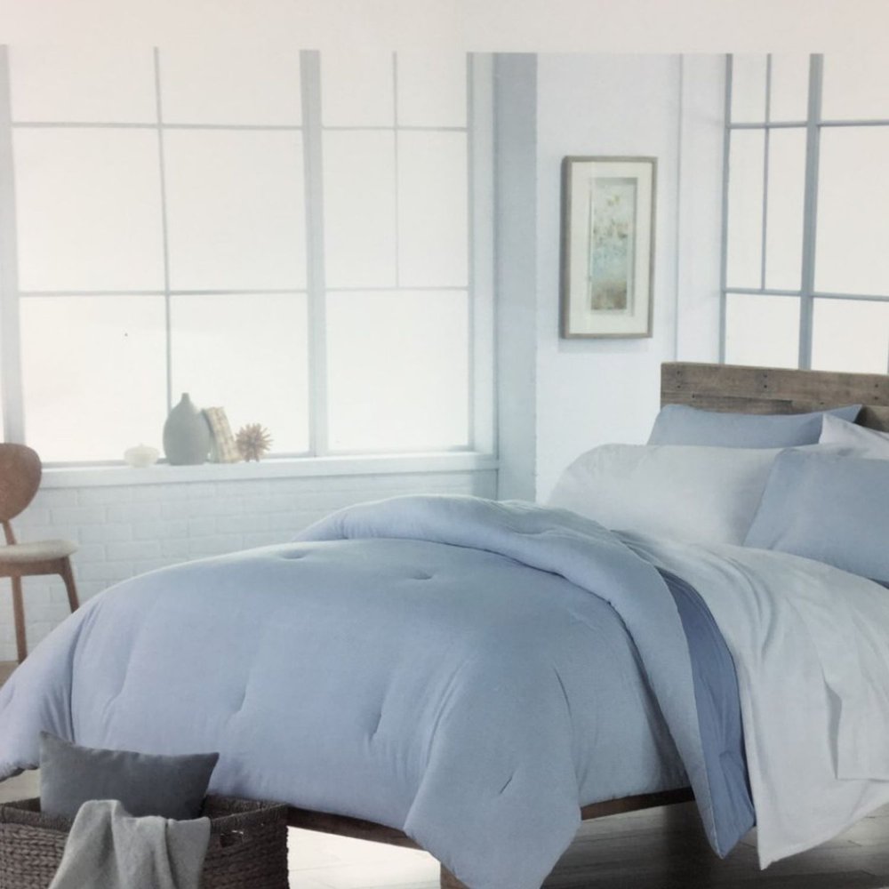 Sonoma Goods for Life Blue Stripe 3 pc Comforter Set with Shams, Full