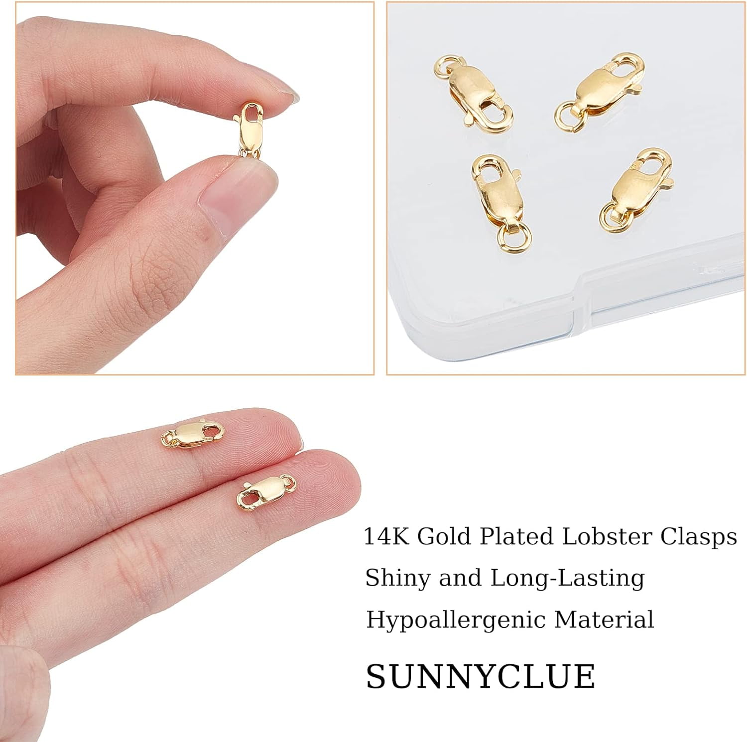 1 Box 4Pcs 14K Gold-Filled Lobster Claw Clasp with Open Jump Ring 10mm Lobster Clasps Bead Jewellery Findings